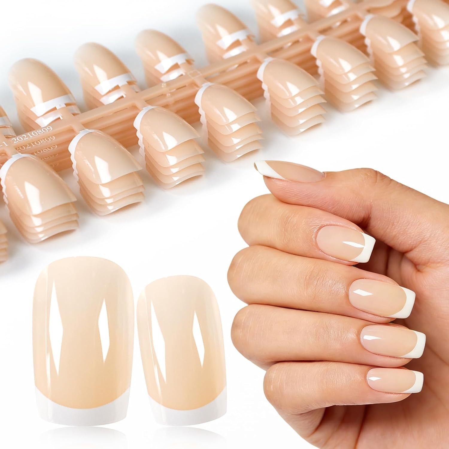 IKISKT 120Pcs 5 Pack Children ABS Plastic Fake Nails Press on Full Cover French