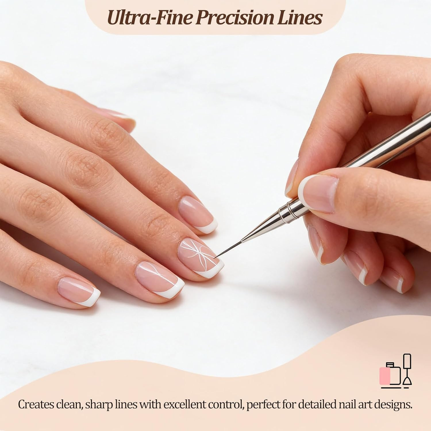Professional 5-Piece Ultra-Thin Nail Art Liner Brush Set for Gel, Acrylic & Deta