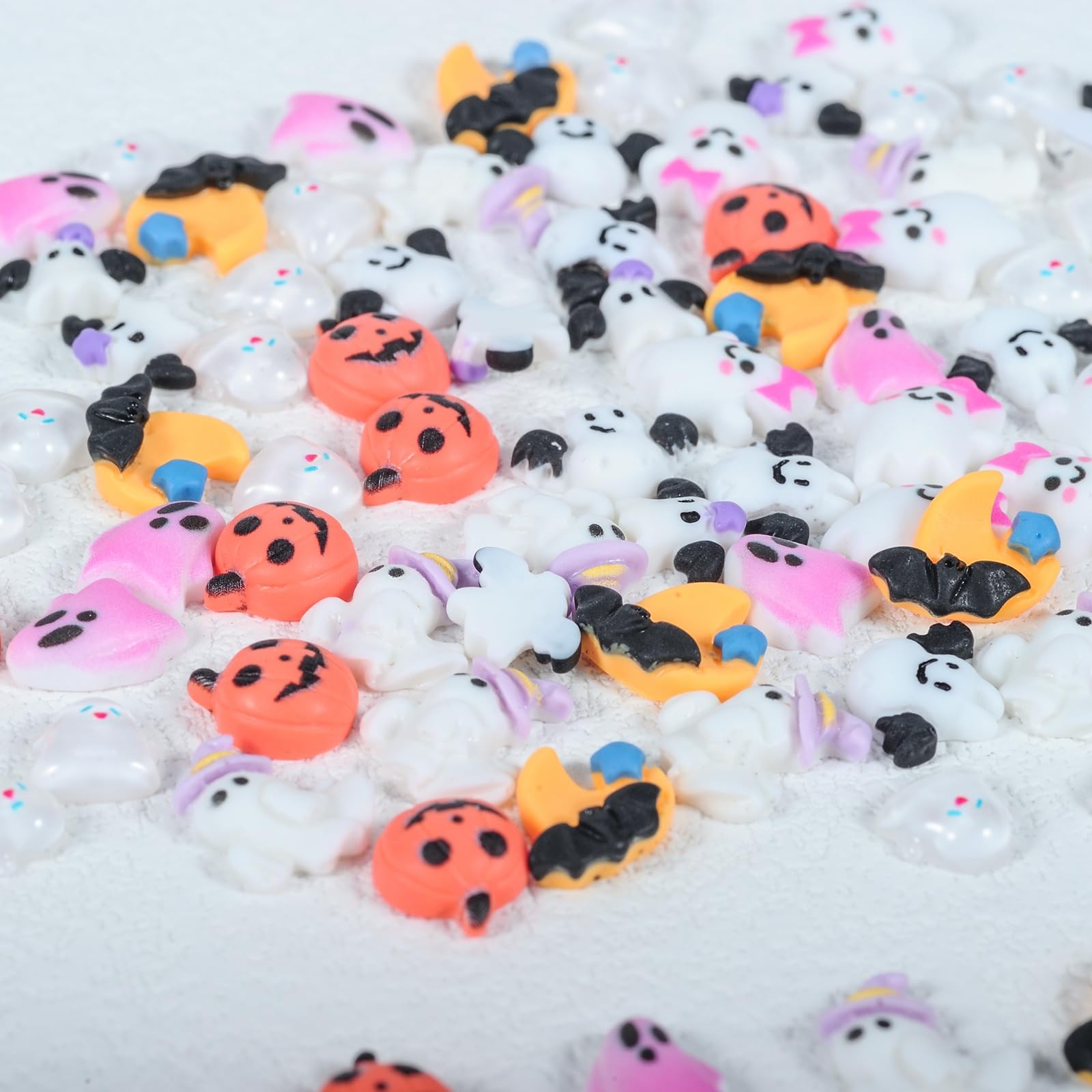 90Pcs Halloween Resin Charms for Nails, 3D Pumpkin Ghost Bat Cute Nail Charms…