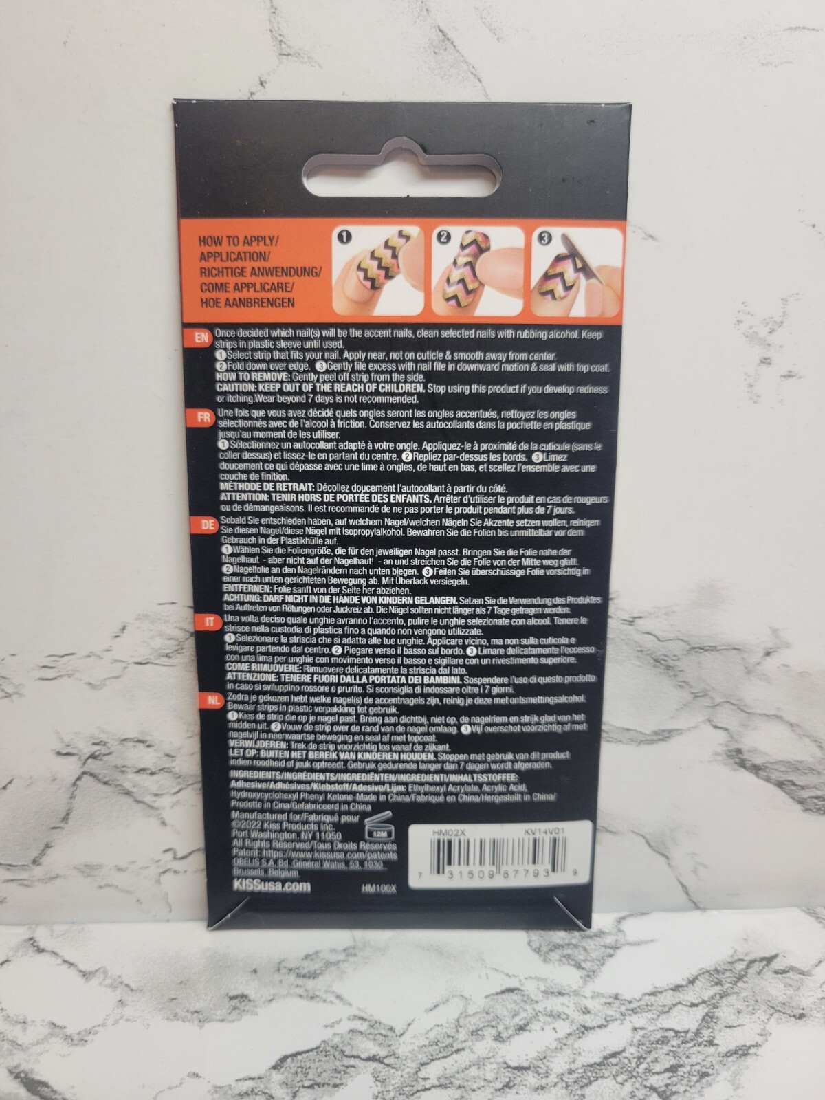 KISS Mani Pop Halloween Edition 16 Ct Glow In Dark Nail Accents Strips 87793 2pk