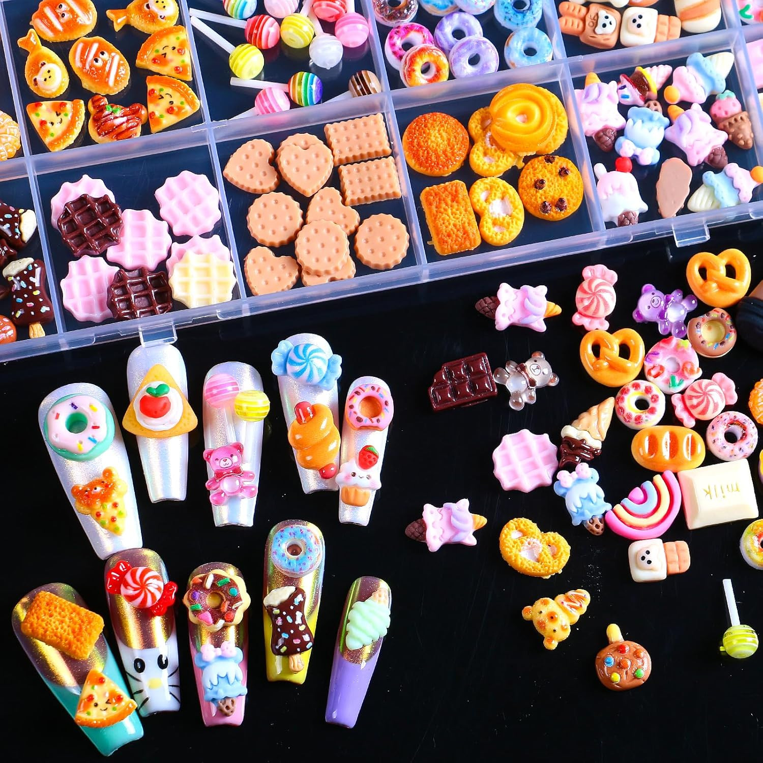 3D Mix Assorted Color Nail Charms Acrylic Multi Cute Nail Art Charms Hollow Cand