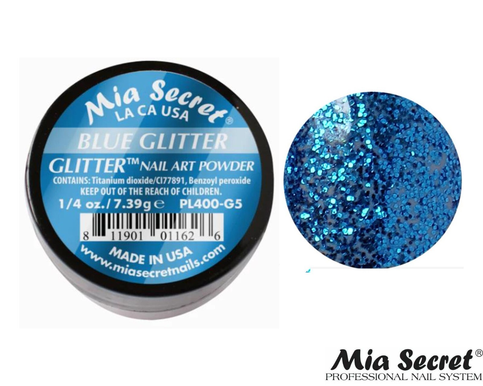 Mia Secret Nail Art Powder Glitter Collection (BLUE GLITTER) 1/4oz