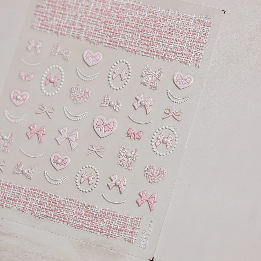 5D Relief Lace Nail Art Stickers 3D Embossed Decals Self Adhesive Manicure DIY