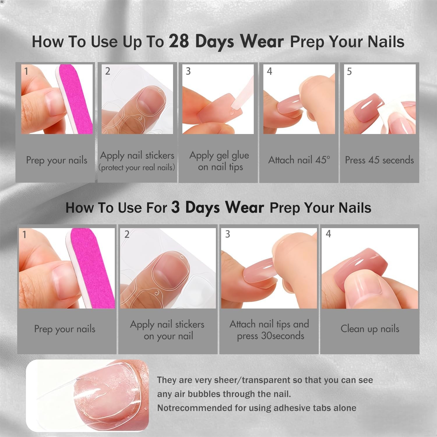 JOYVVEW Square Light Gold Press On Nails Short