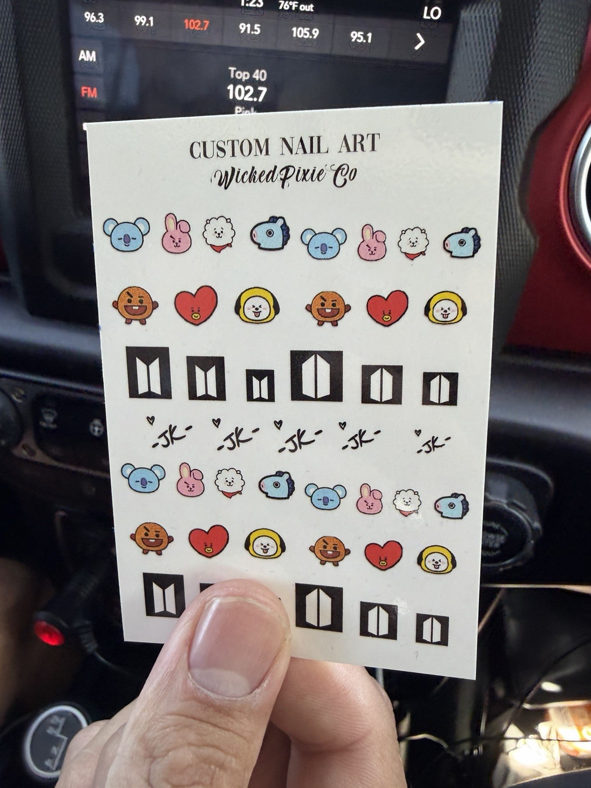 BTS Nail Decals, KPOP Nail Art supply Cute Korean pop Music cartoon nail design
