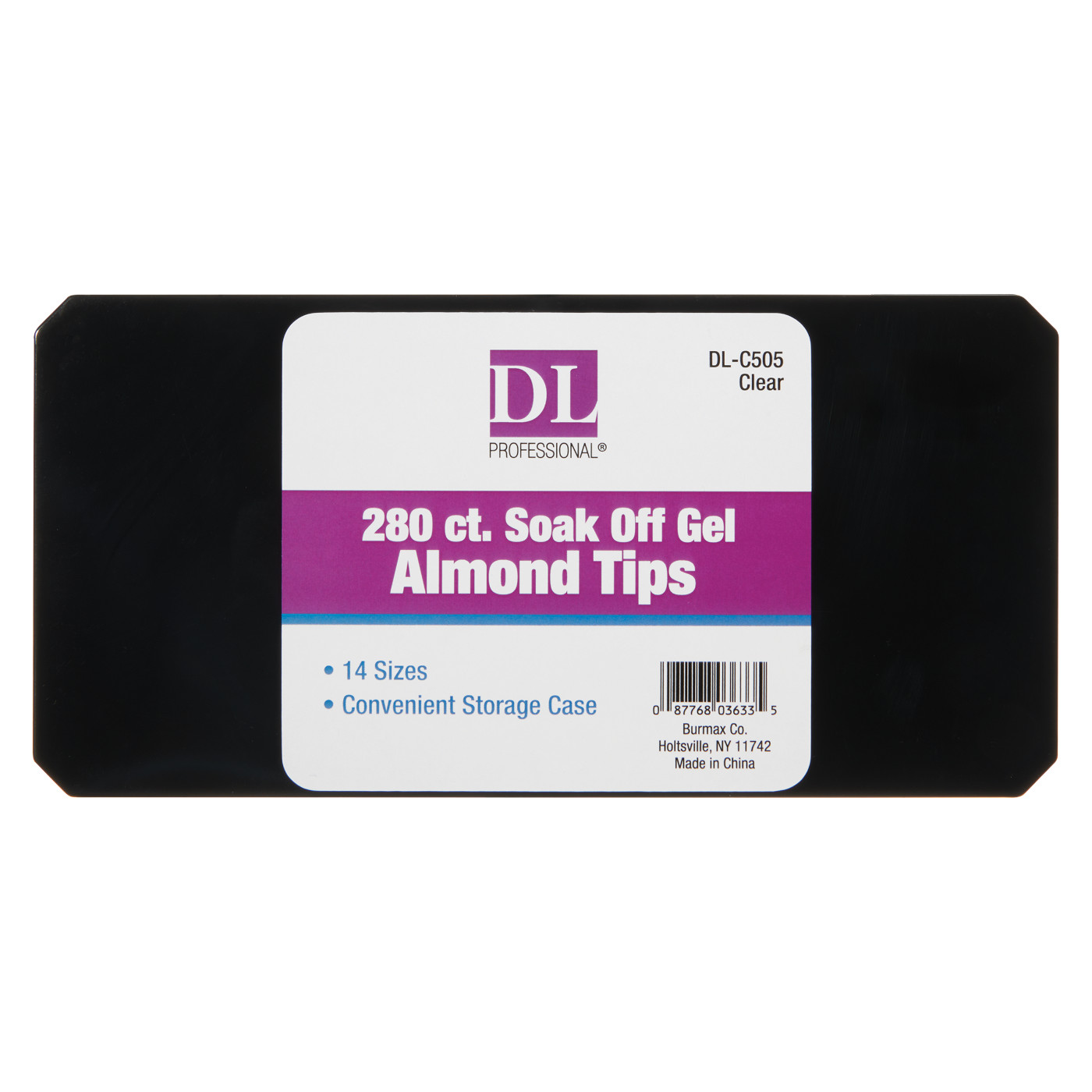DL Pro Soak Off Almond Gel Nail Tips, Clear