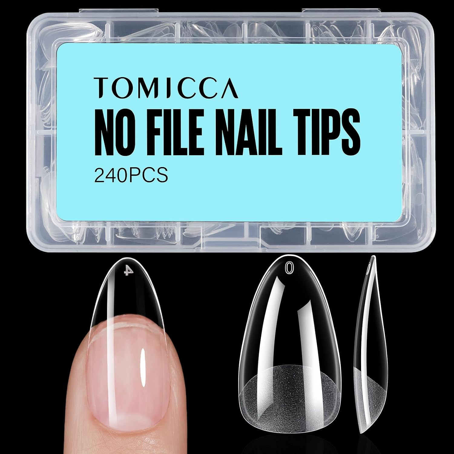 Medium Almond Nail Tips, 240Pcs Soft Acrylic Nails Tips Pre-Shaped Gel Tips, Med