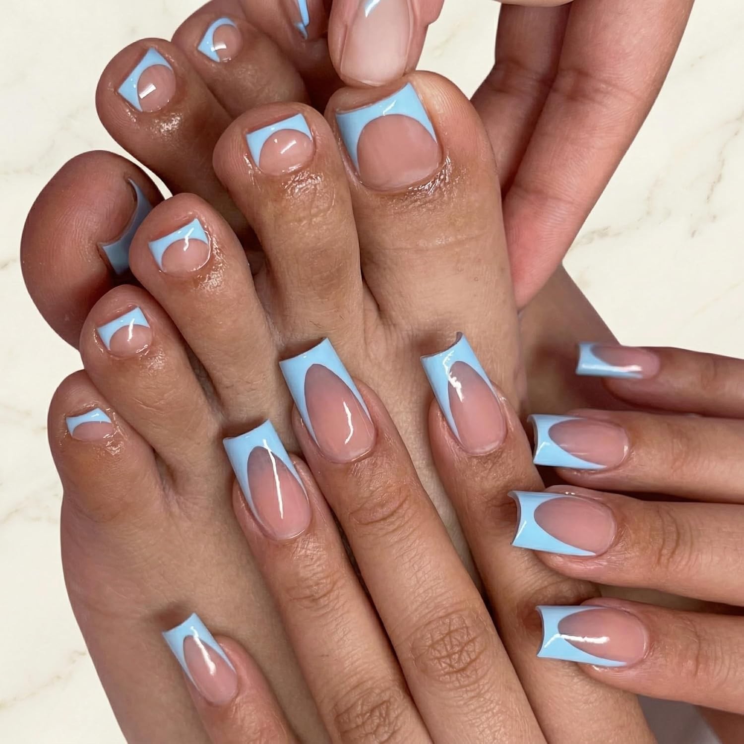 Glossy French Press On Nails For Fingers Toes Salon Long Lasting Manicure Set