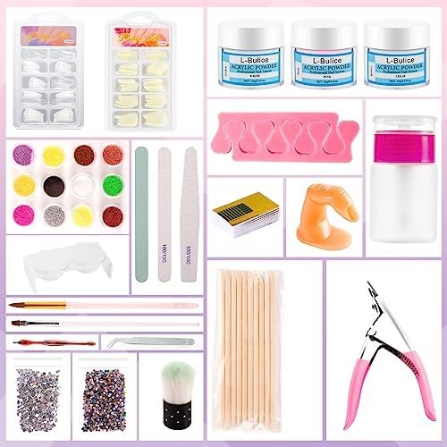 Acrylic Nail Kit for Beginners with Everything Professional, 12 Glitter Powder N