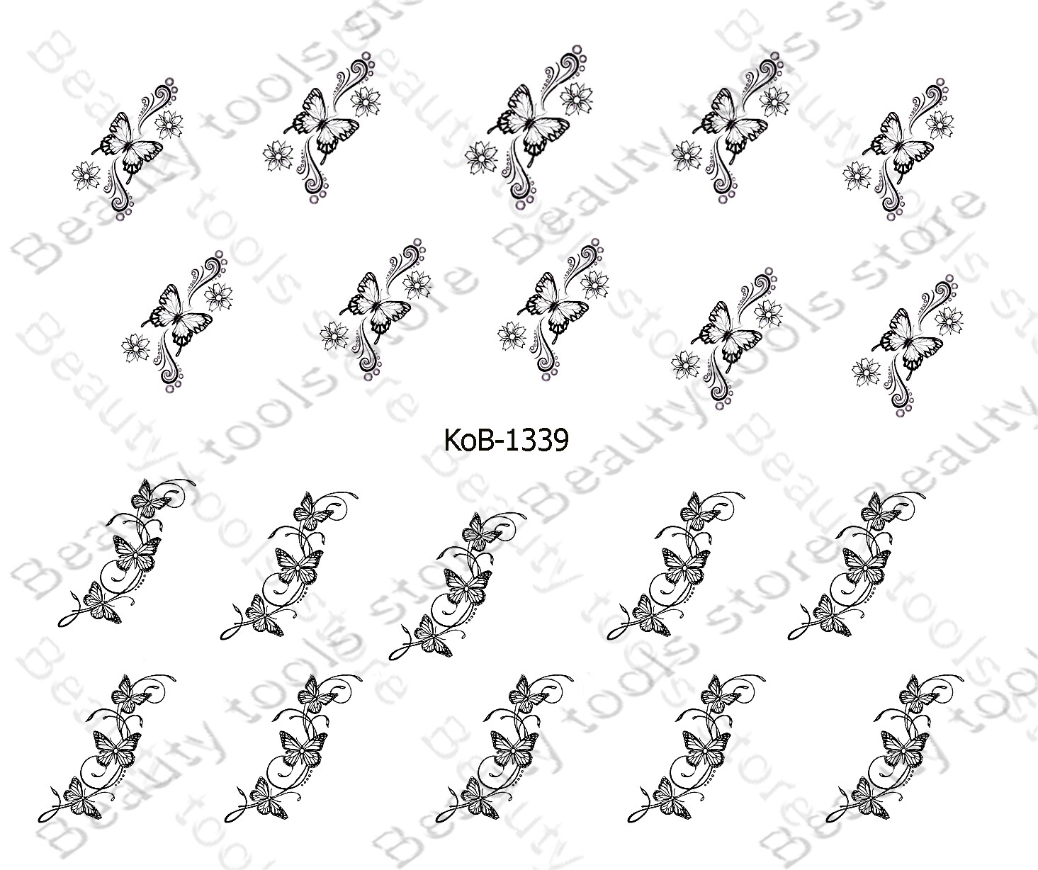 Nail Art Water Transfer Stickers Decal flowers Pretty Butterflies KoB-1339
