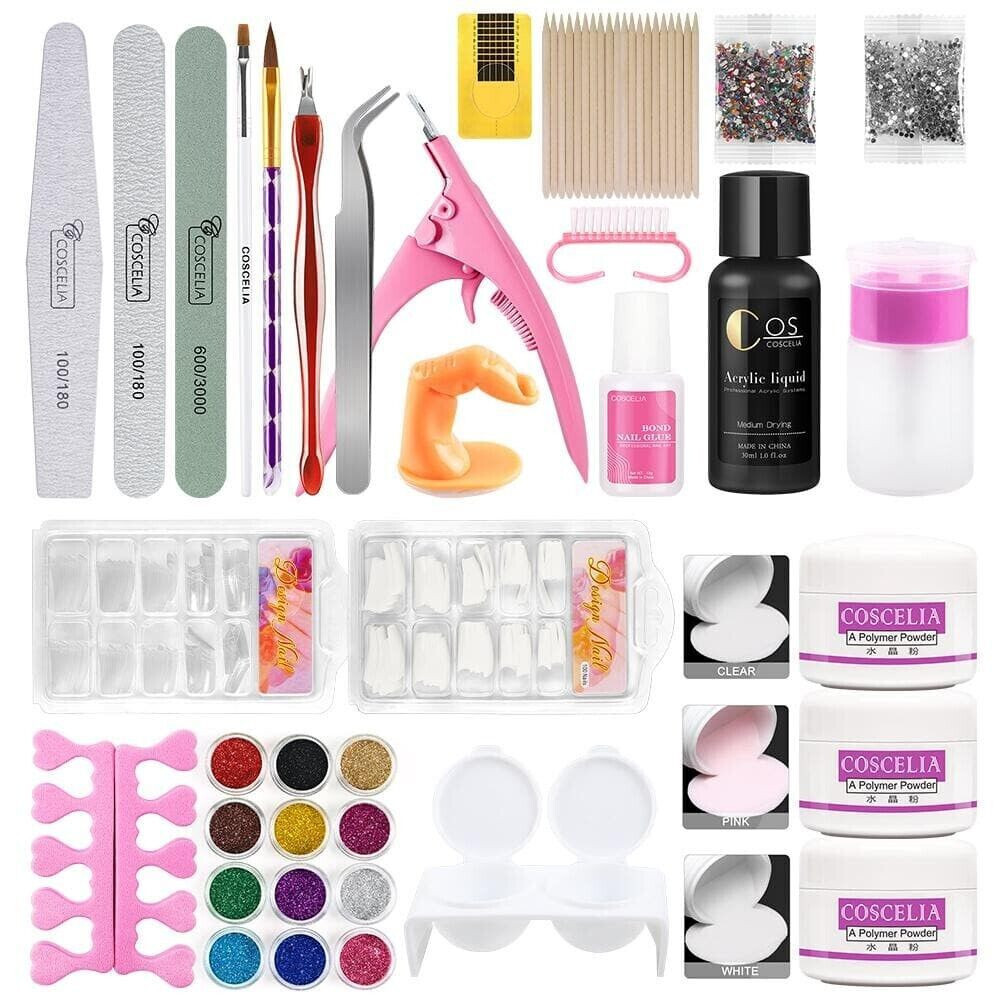Coscelia Acrylic Nails Set Kit 30ML Acrylic Liquid Glitter Manicure
