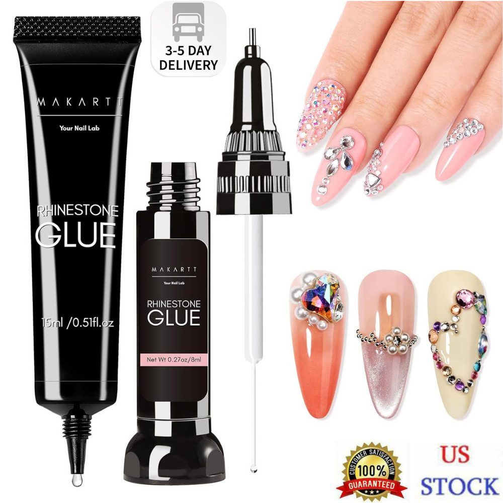 Makartt Nail Rhinestone Glue Set – Gel Nail Glue for Rhinestones, 3D Art Design
