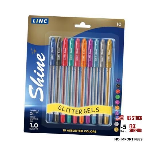 Shine glitter gel pen 10 pk – Assorted 10 Count (Pack of 1) Multi-Color