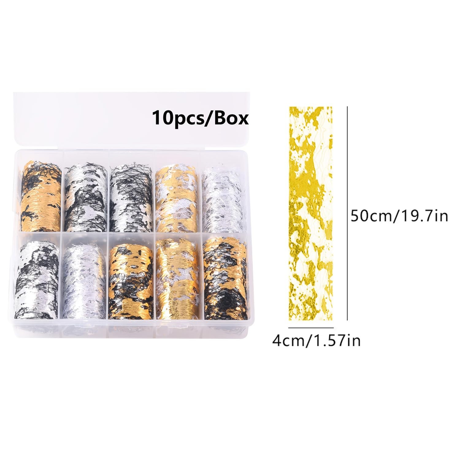 10 Sheets Gold Silver Foil Nail Art Holographic Aluminum Silvery Golden&black