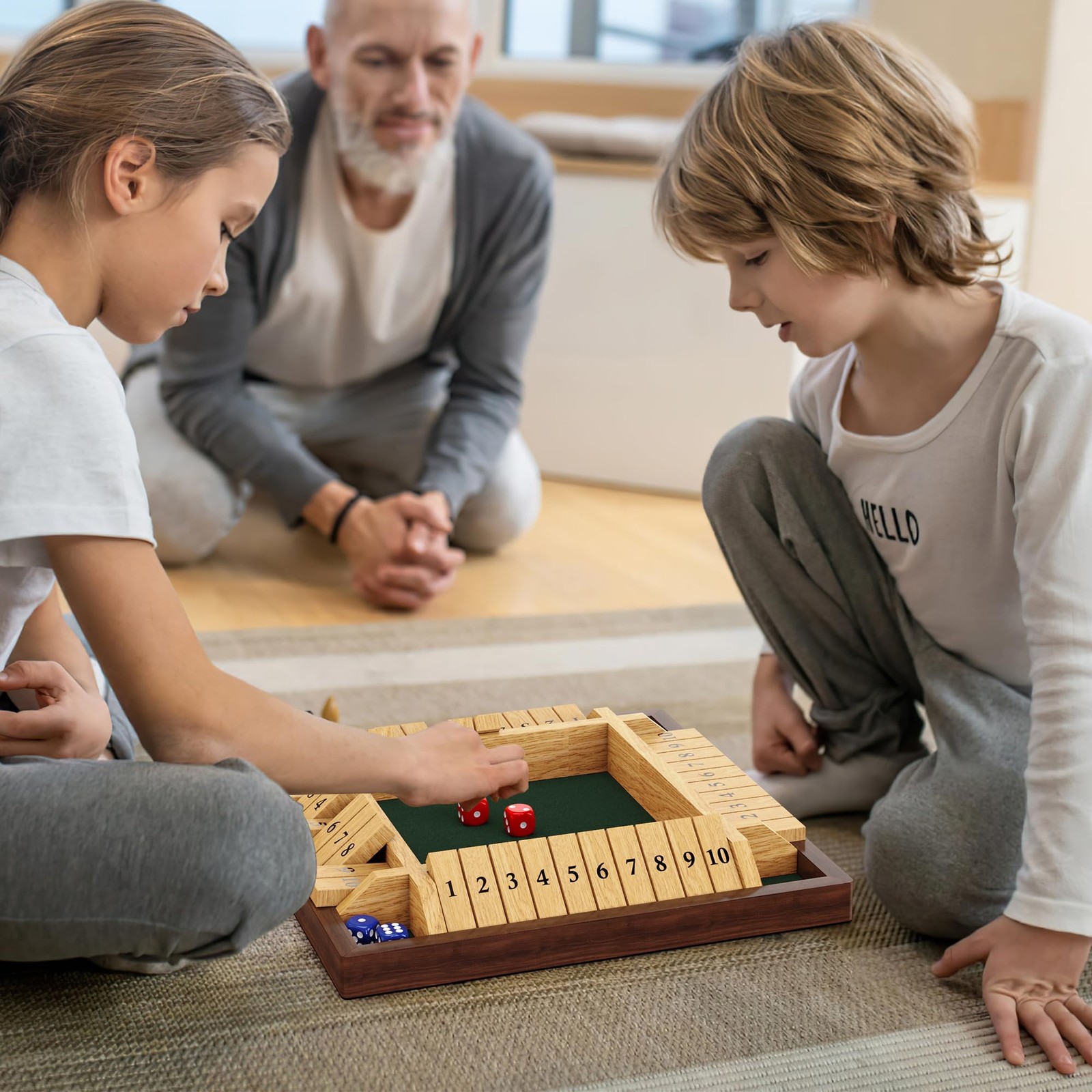 CANYAVE Shut The Box Game, 4 Player Wooden Board Game Dice 12 inches