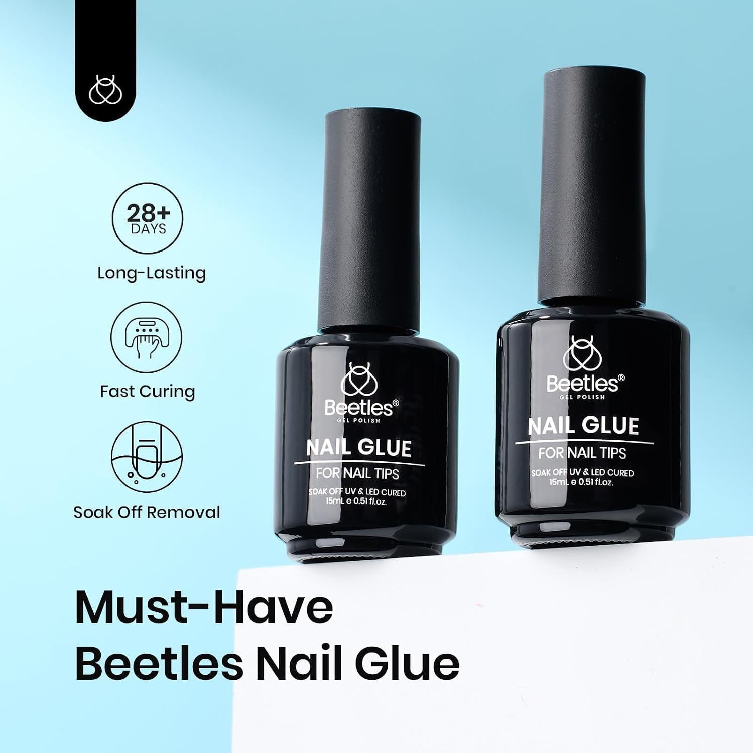 Beetles 9 in 1 Gel Nail Glue 2Pcs 15ml Clear Acrylic Nail Tips UV Gel Nail