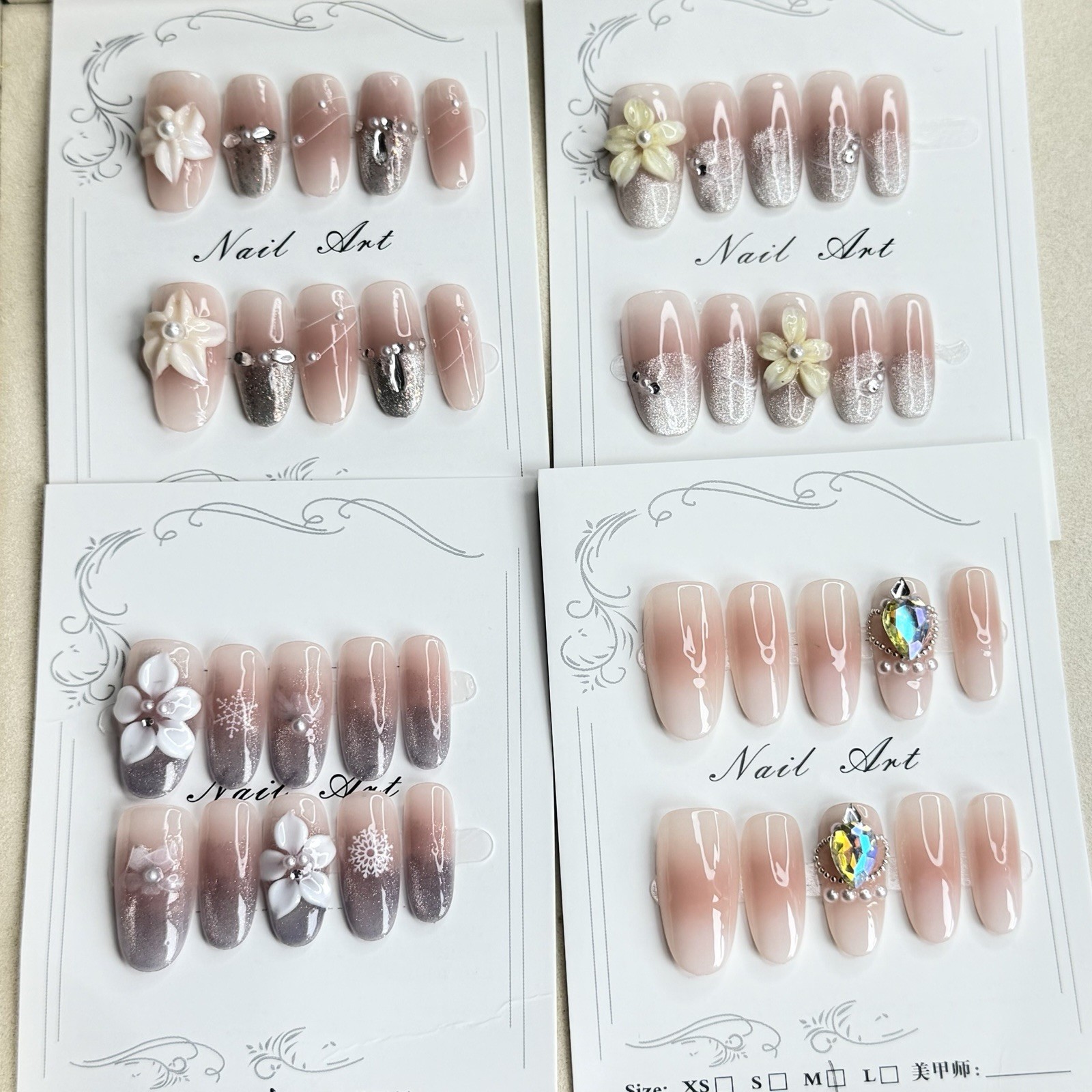 2 sets Mystery Press On Nails Random Set Reusable False Nail Handmade Sets