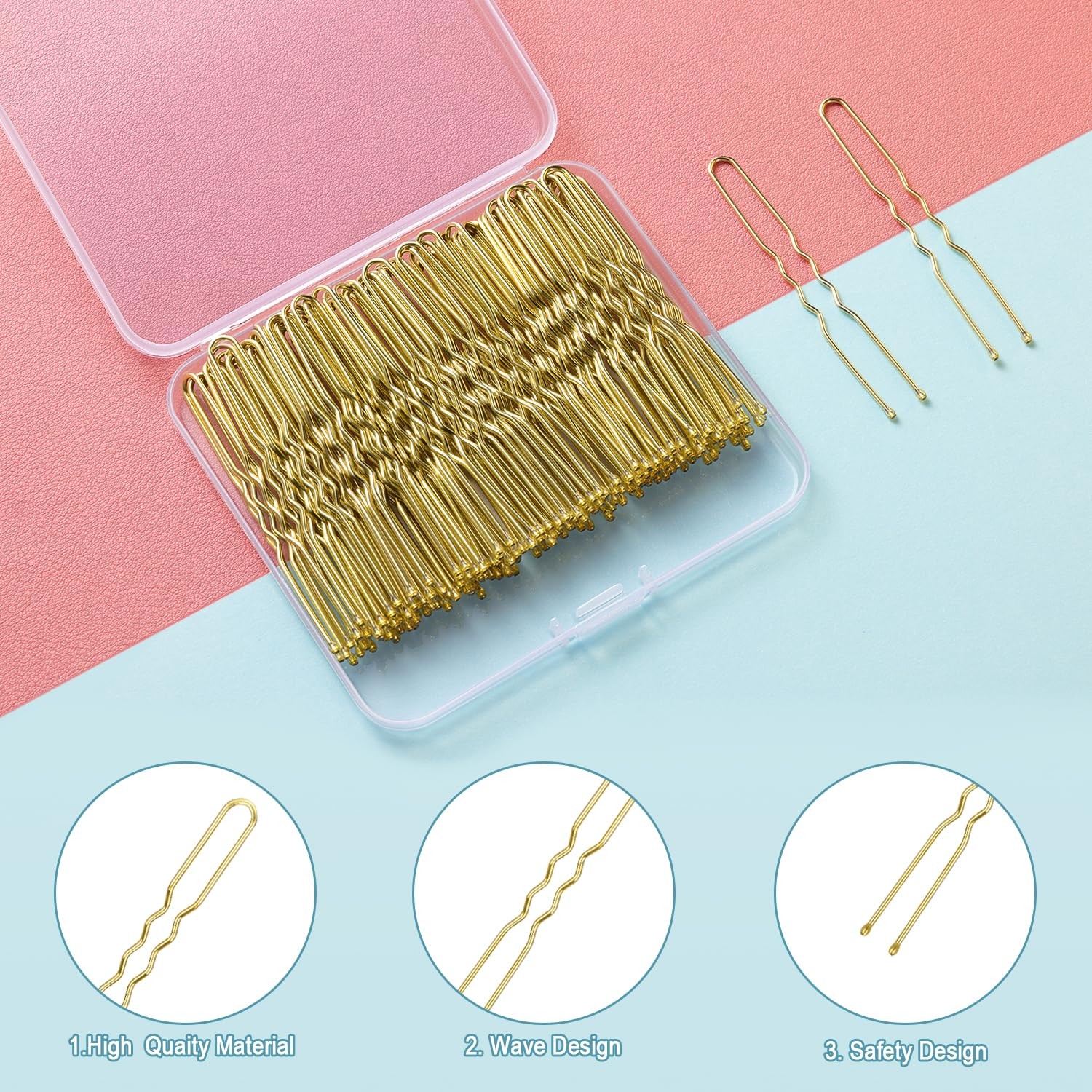 U Shaped Hair Pins,TsMADDTs 100 Pcs Blonde Bun Pins for Women A-Gold