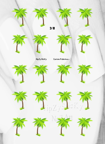 20pc Nail Art Hawaiian Palm Tree One-Size 3.8″ WaterSlide Nail Decals Transfer