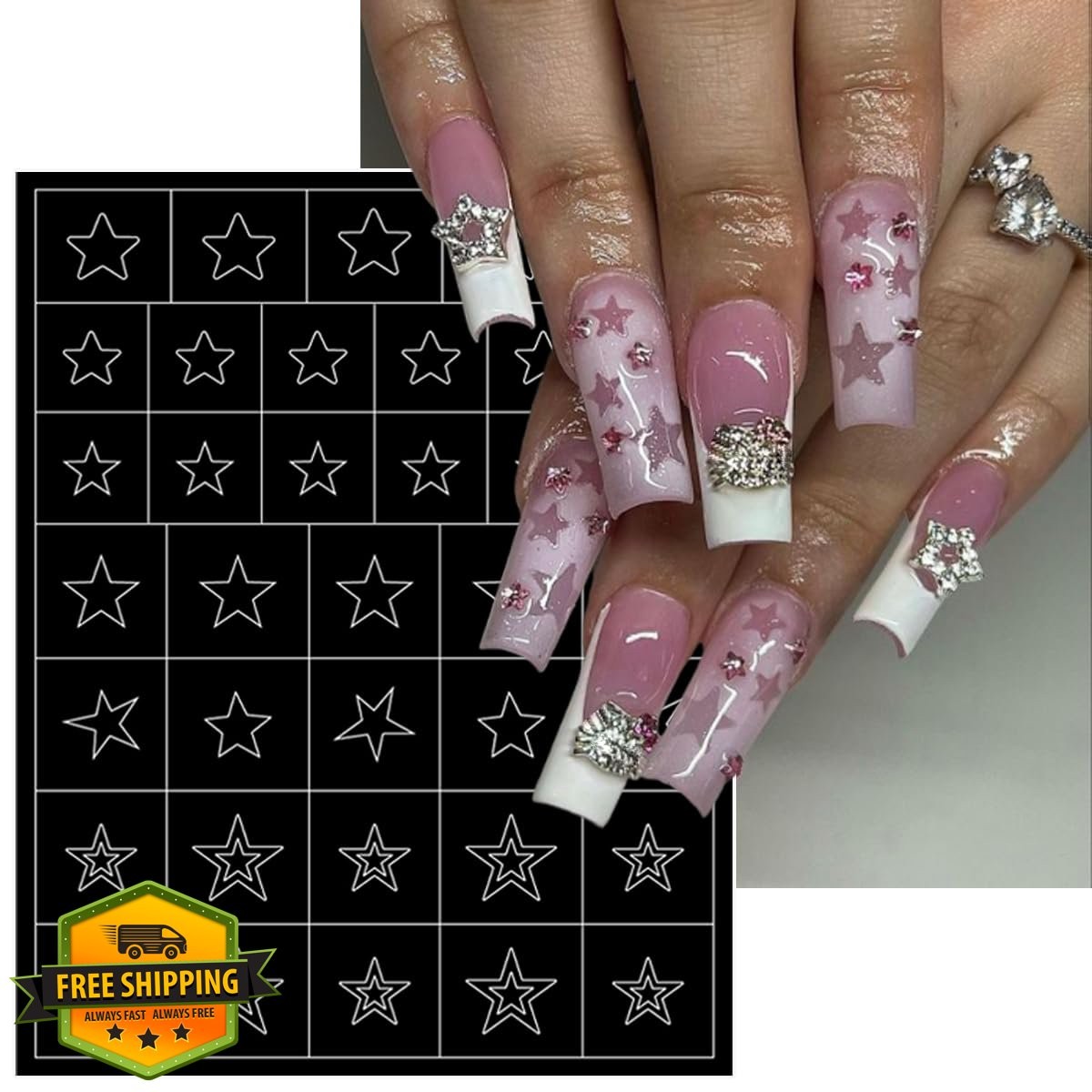 BMKKOT 6pcs Airbrush Stencils Flame Heart Star Nails