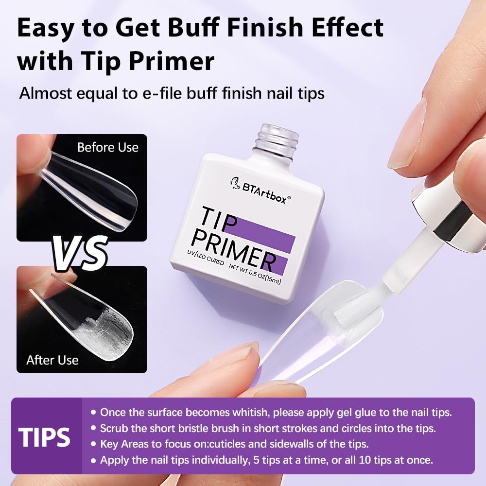 Nail Glue & Primer Set – 2×0.5 Fl Oz Acrylic Gel, Long Lasting UV for Press O…