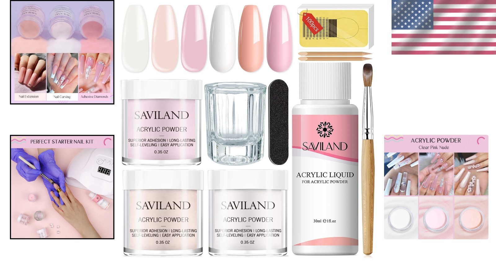 Saviland Acrylic Powder & Liquid Nail Art Kit – Non-Toxic & Easy to Apply