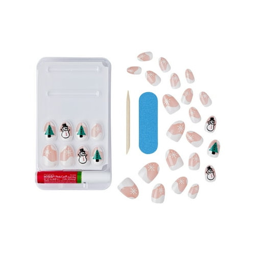 KISS Voguish Fantasy Press on Nails, Bring Me Love, White, Short Almond, 28 Ct