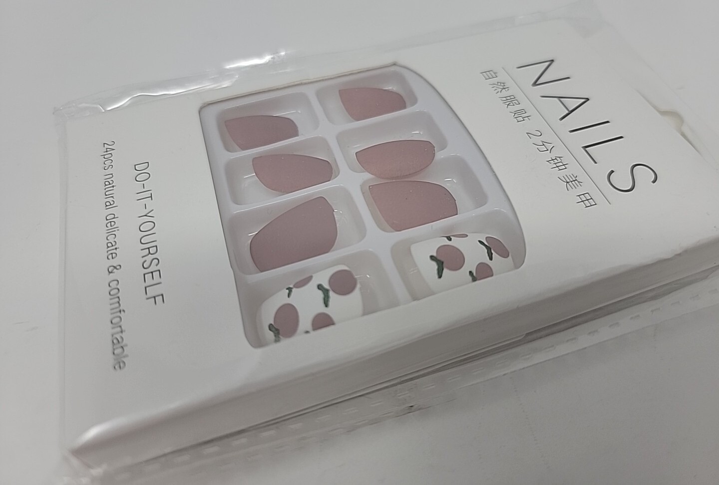 Sethexy Matte Short False Nails Pink Square Juicy Peach Frested Cute Style 24Pcs