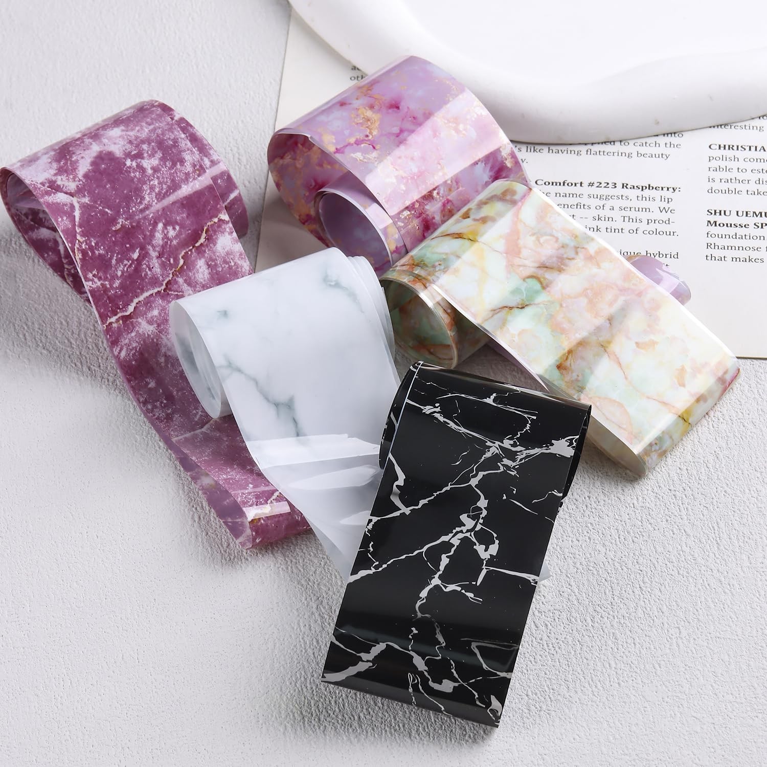 SUTOKAKA Pink Marble Nail Art Foil 10 Rolls