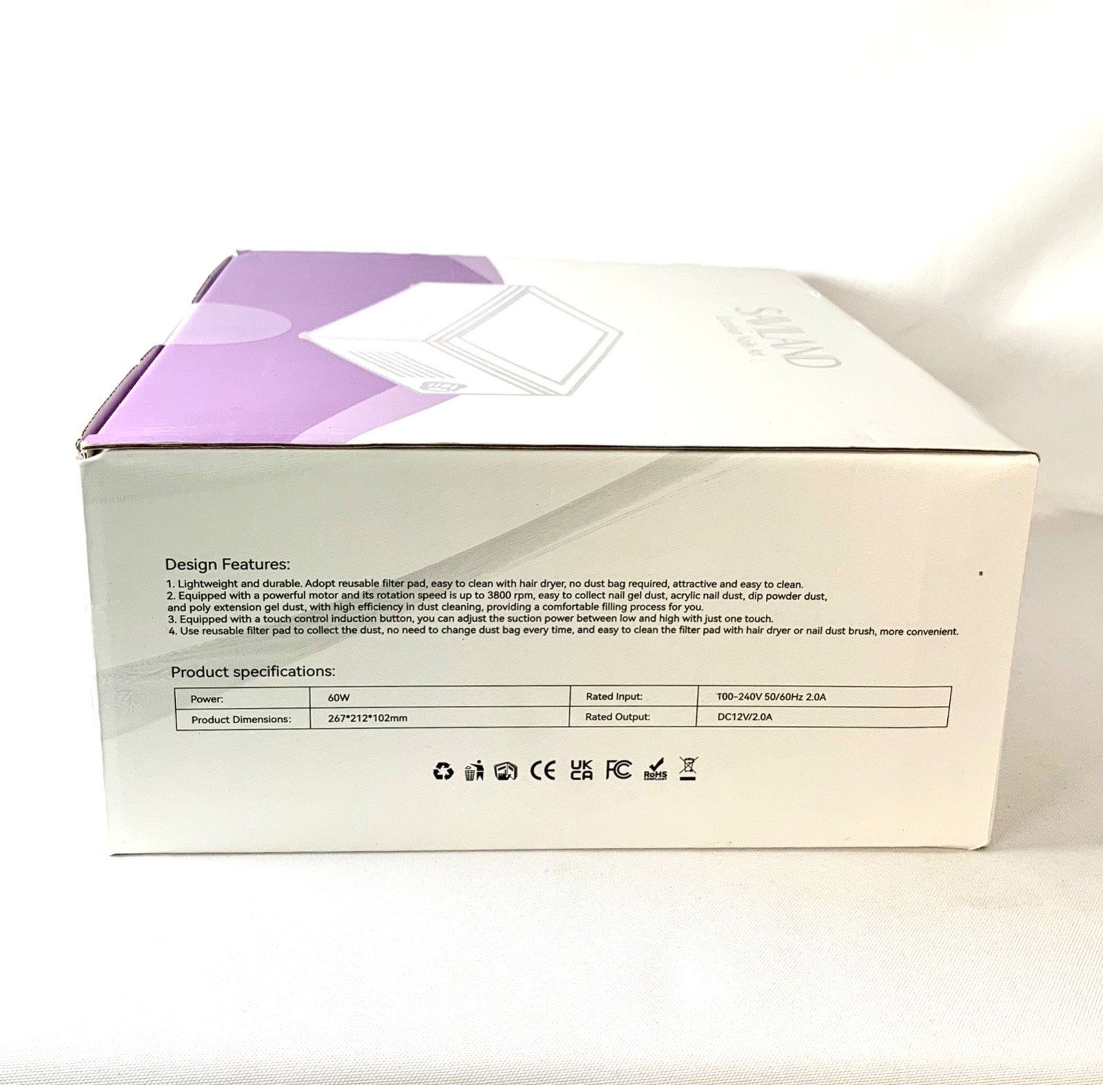 SAVILAND PROFESSIONAL Nail Dust Collector 60W Motor, Reusable Filter NEW IN BOX