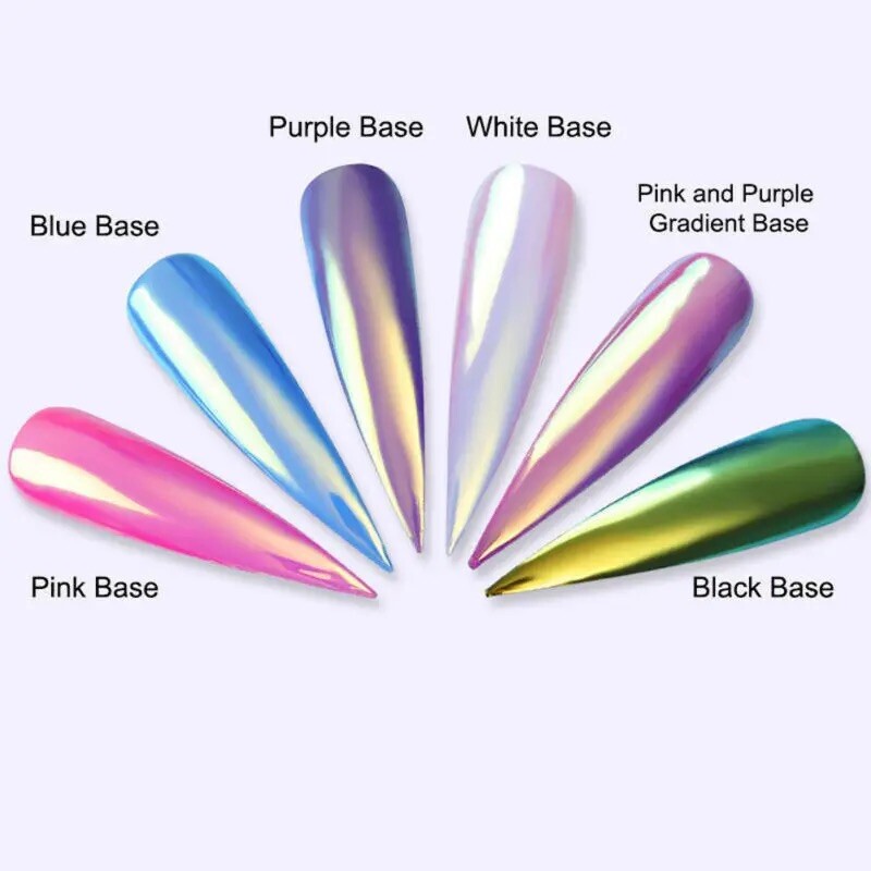Rainbow Nail Chrome Powder Aurora Effect Mirror Unicorn Shiny Iridescent Pigment
