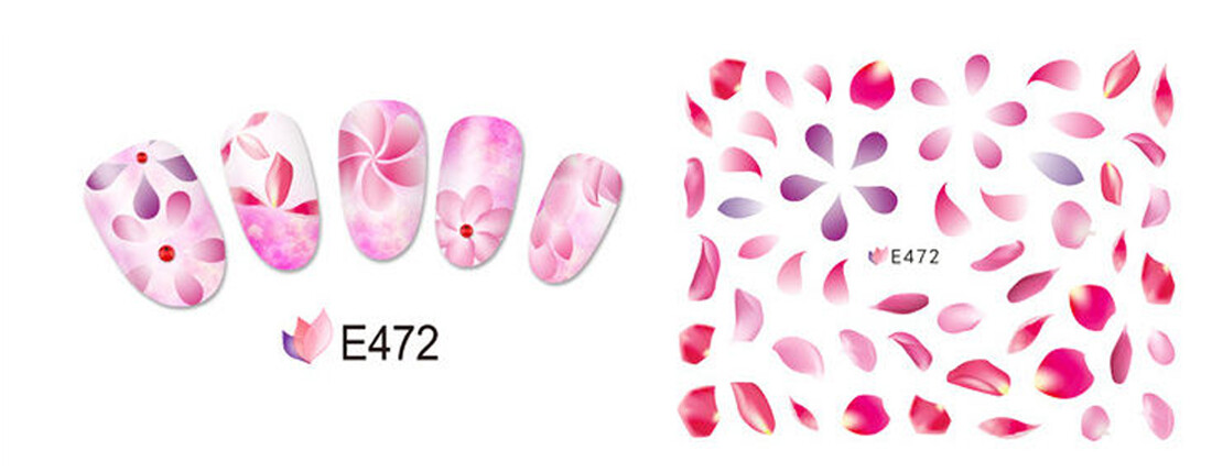 Nail Art 3D Decal Stickers pink lilac petals E472