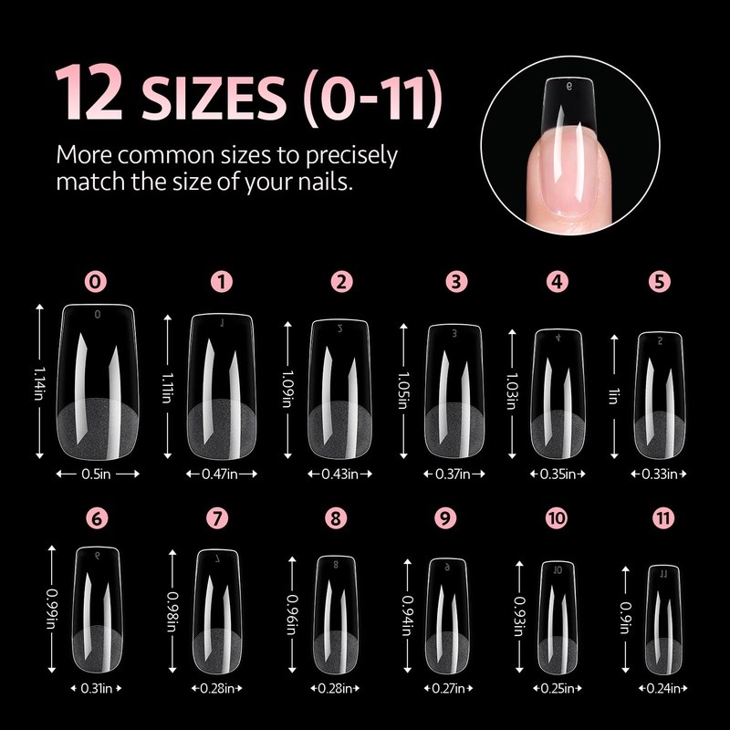 Break-Resistant Nail Tips Soft Gel Flexible Natural Look 240Pcs Nail Art Salon