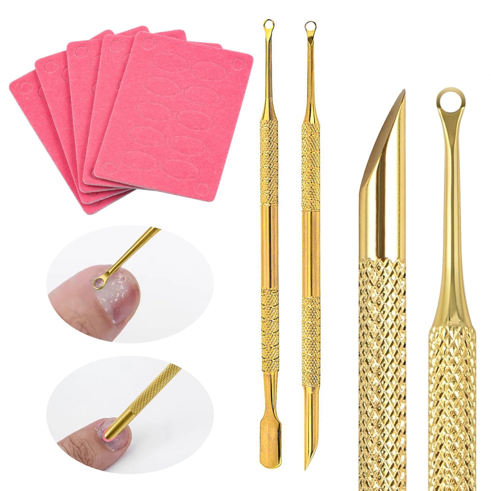 JERCLITY 2 Pieces Gold Double-Ended Stainless Steel Cuticle Pusher Cuticle Re…
