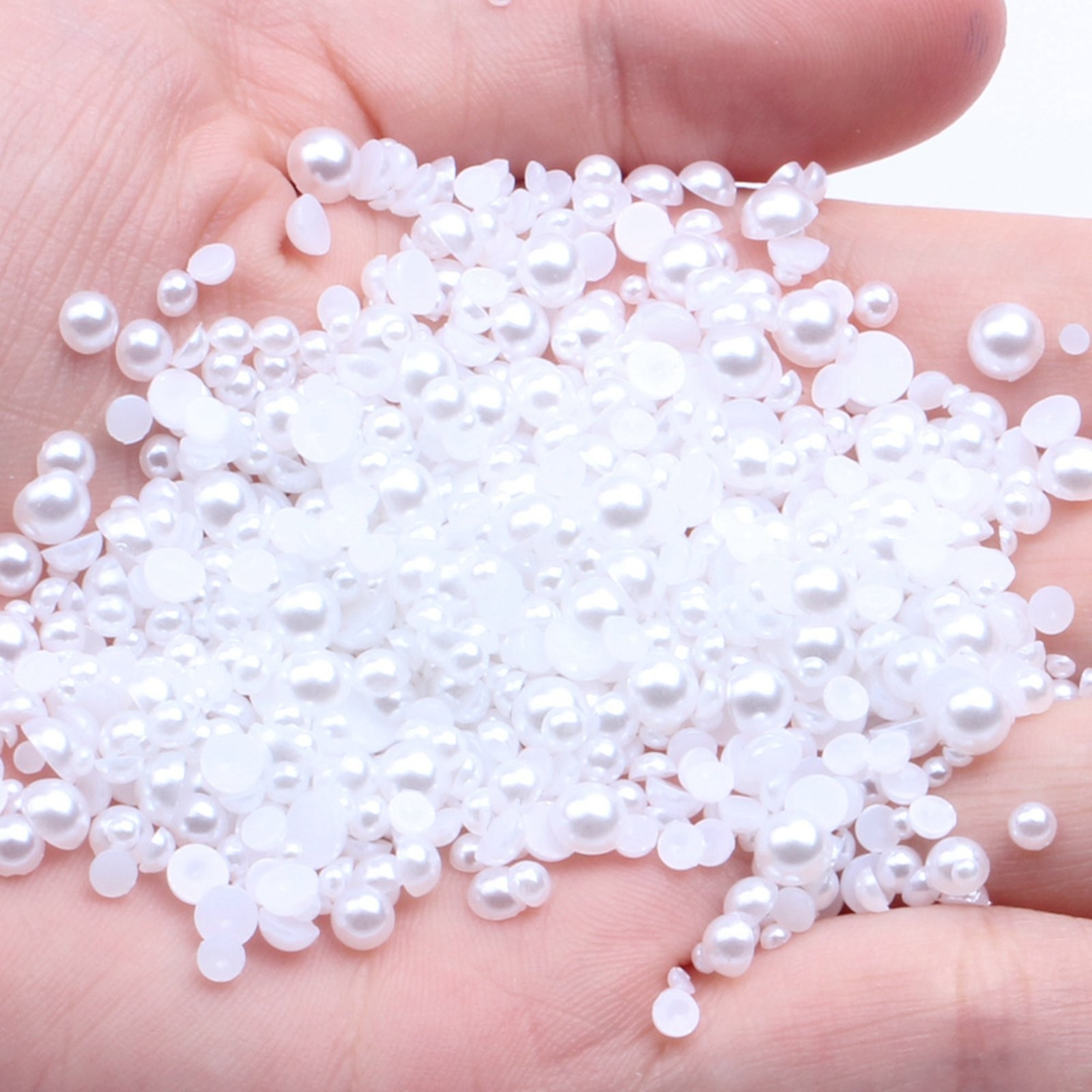 10000 Pure White Acrylic Tiny Half Pearl Flatback Round Bead 1.5mm Nail Art Tip