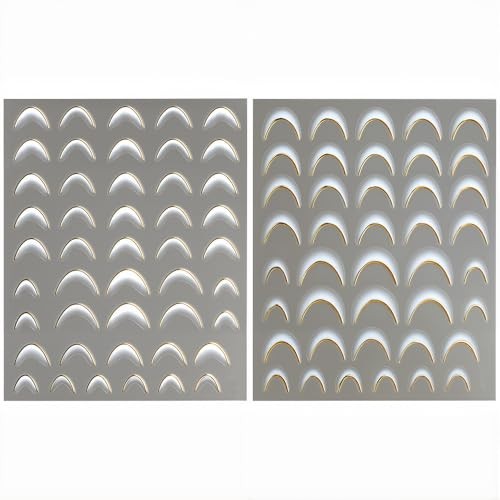Gradient French Tip Nail Stickers for Women White Gold Curve Line Nail Art
