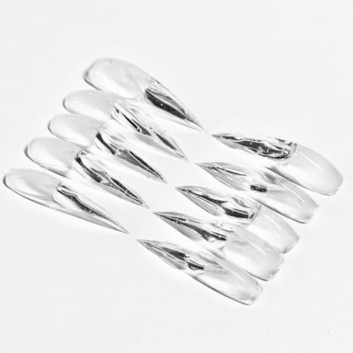 10 PCS Handmade Press on Nails Long Transparent Handmade Fake Nail claw styl 46