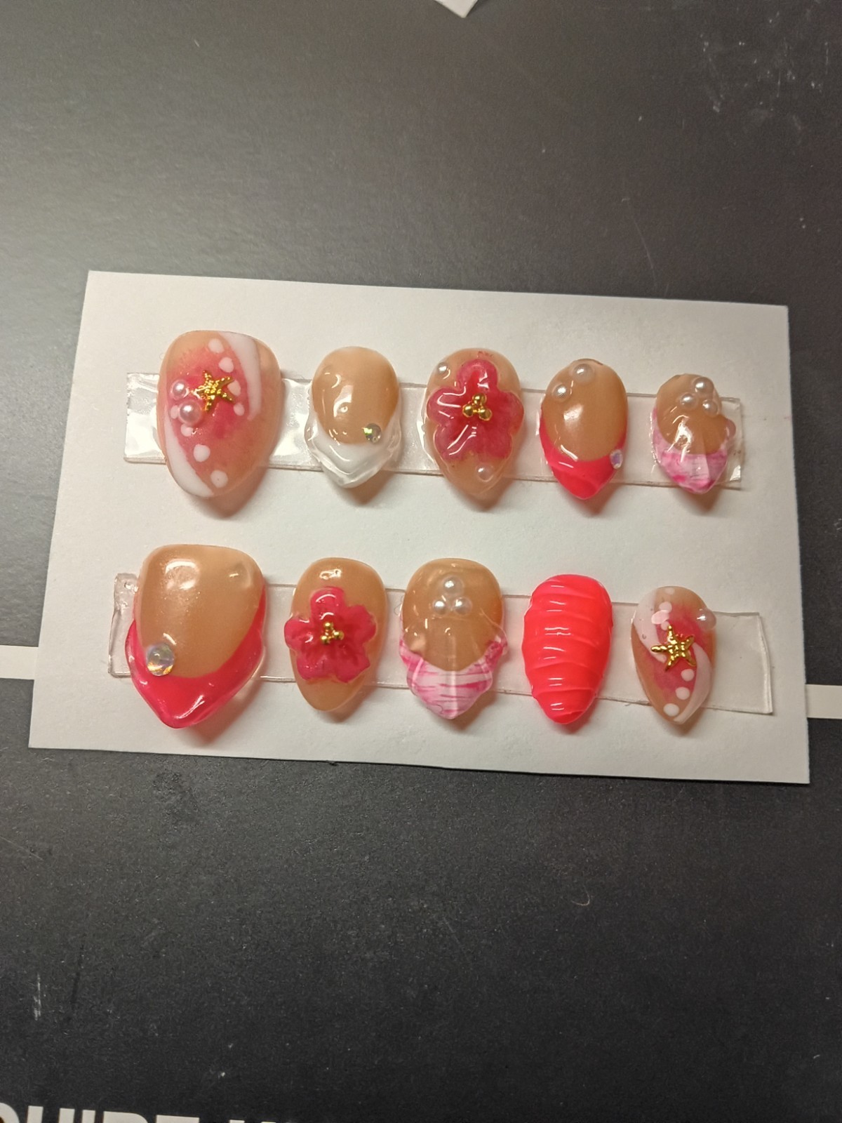 handmade gel press on nails short almond floral small