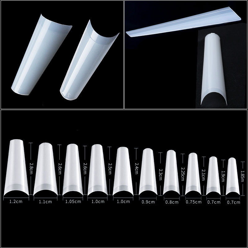 500~504pcs C Curve Coffin False Nail Art Tips Fake Nails Manicure Clear Natural