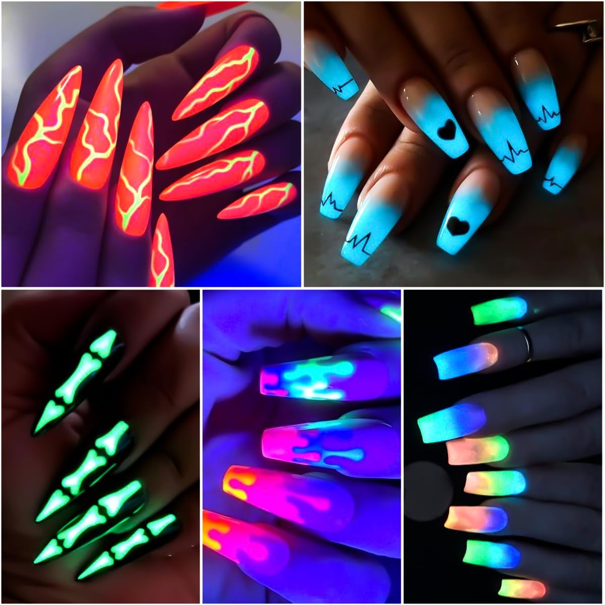 Glow in The Dark Pigment Powder,12 Colors Luminous Iridescent Multicolor