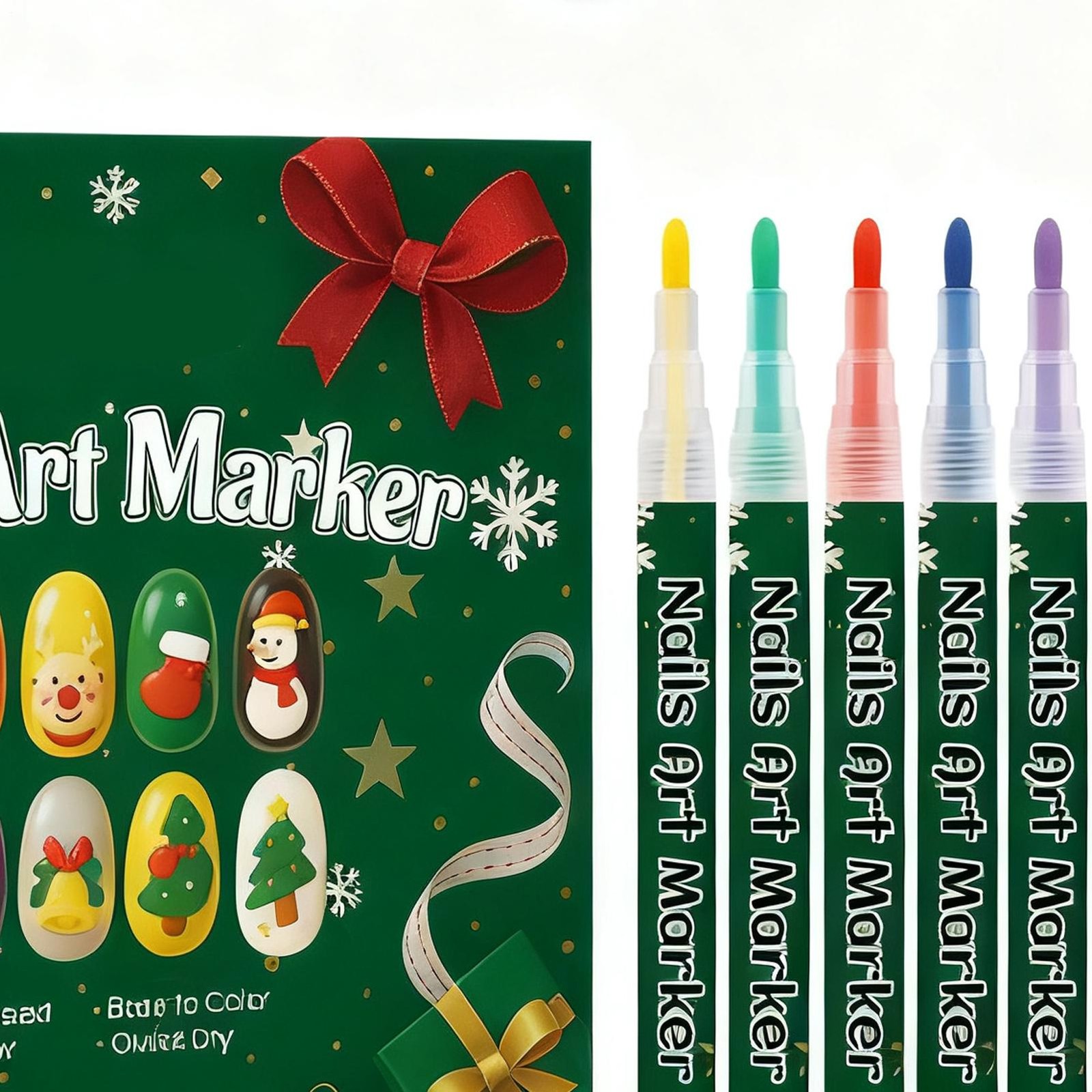 12-Color Christmas Nail Art Pen Set Fingernail DIY Graffiti Markers Home Salon