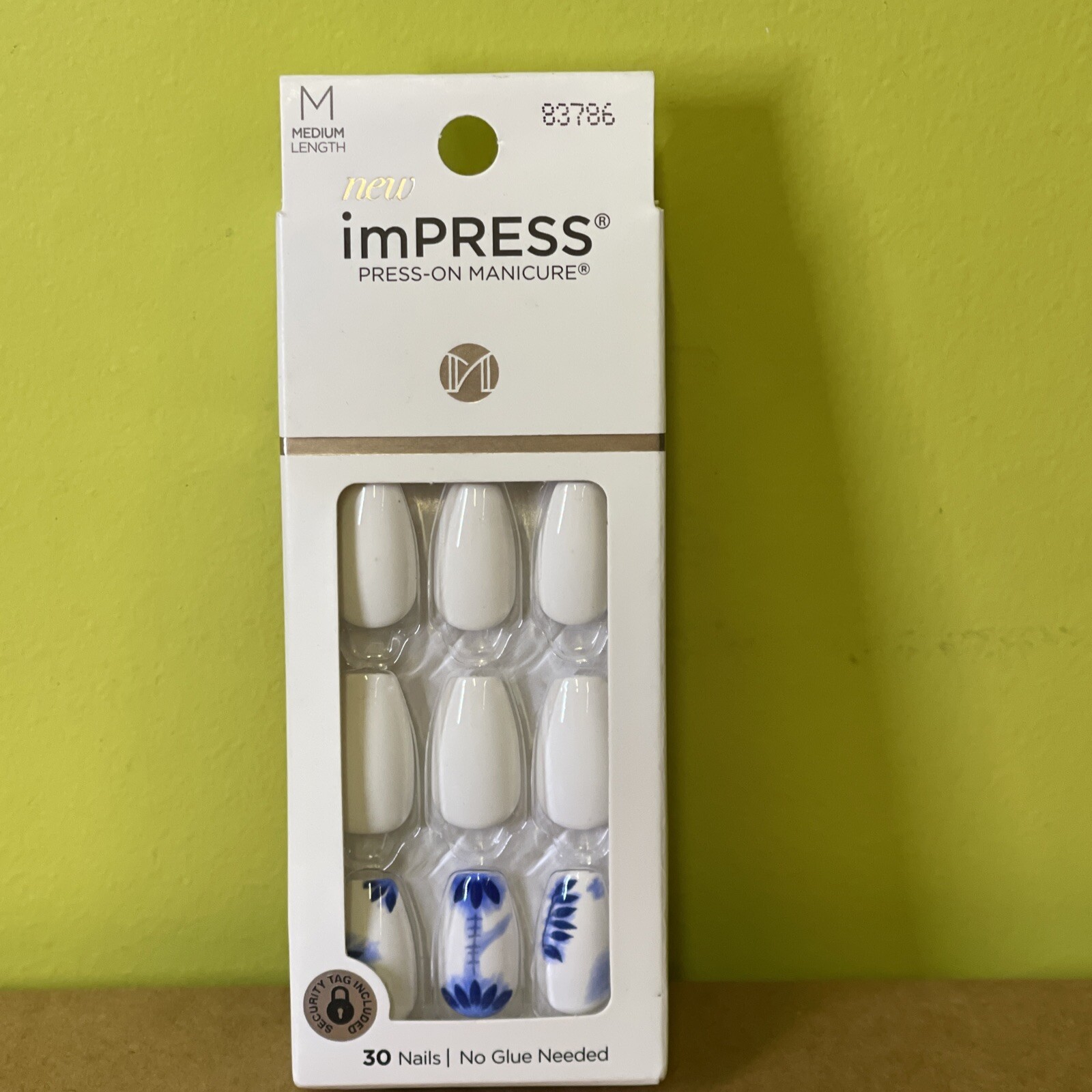 New imPress Couture Press On Nails White/Blue Tie Dye #83786