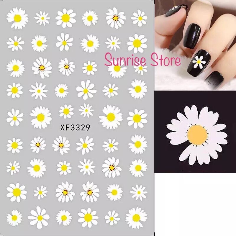 3D Nail Art Sticker Daisy Flower Floral Decals Manicure Peel & Stick DIY
