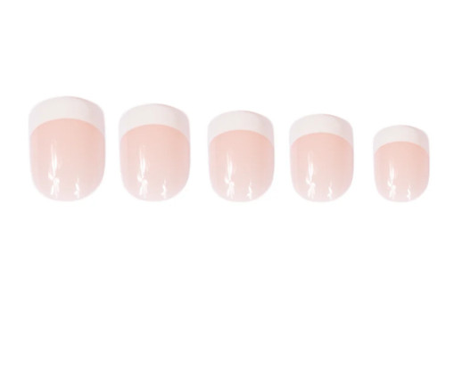 Red Aspen Nail Dashes Press-On Nails Nell’s French Tip Manicure Short Square (2)