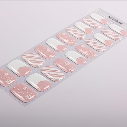Christmas Semi Cured Gel Nail Strips, 20 Pcs Winter Christmas Gel Nail Stripe 4