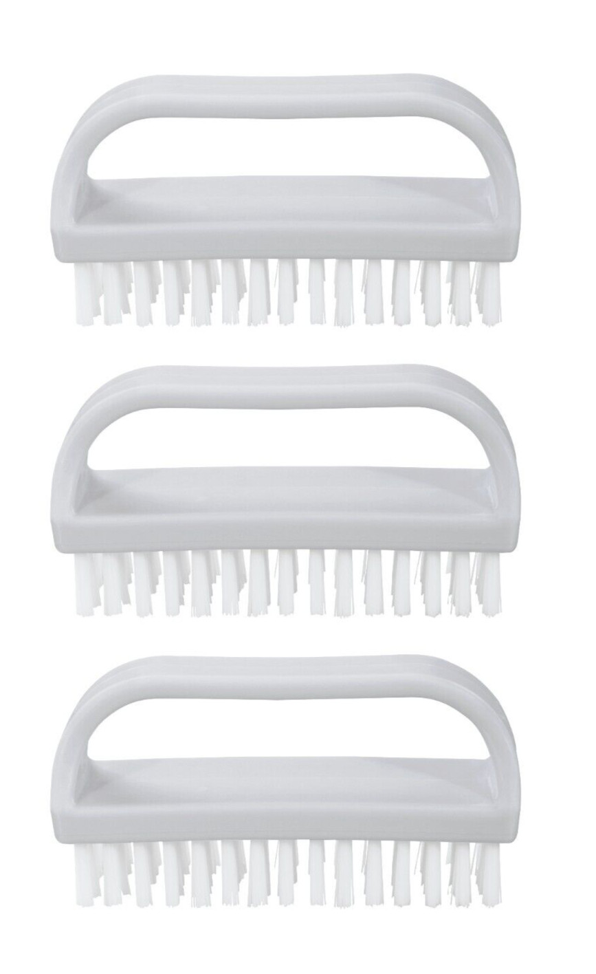 Superio Stiff Nail Brush Cleaner with Handle 3 Pack, Durable Scrub Brush,