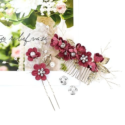 Cinaci 18 Pieces Bridal Wedding Party Prom 1 Count (Pack of 18), Burgundy
