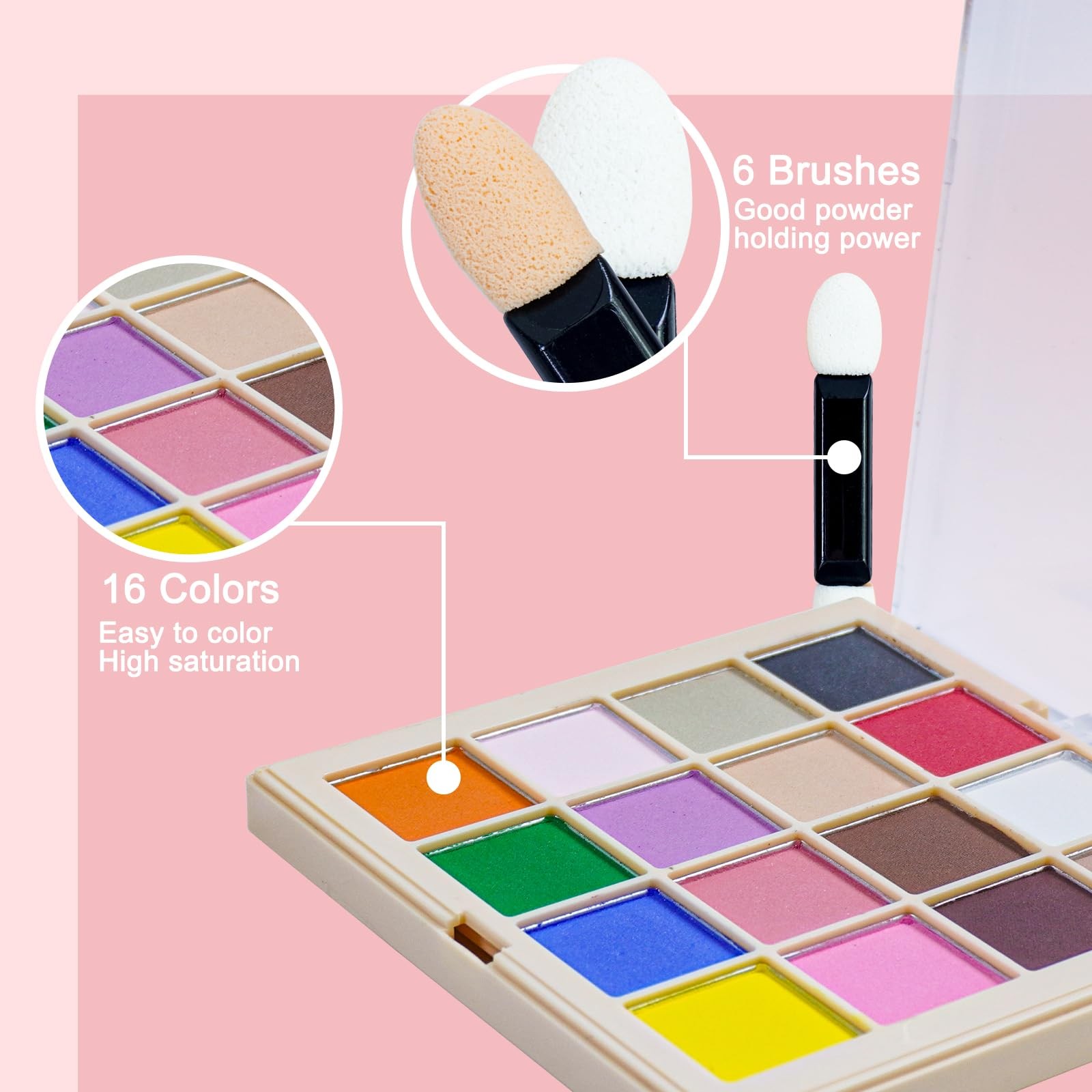16 Colors Nail Pigment Powder Palette, Solid Pigment Powder for Nails Set Col…