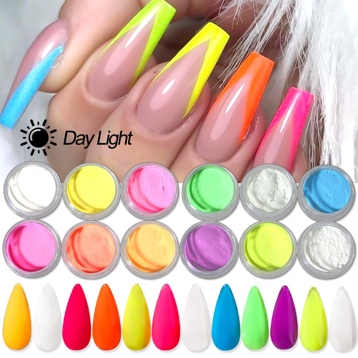 Glow in The Dark Pigment Powder,12 Colors Luminous Iridescent Multicolor