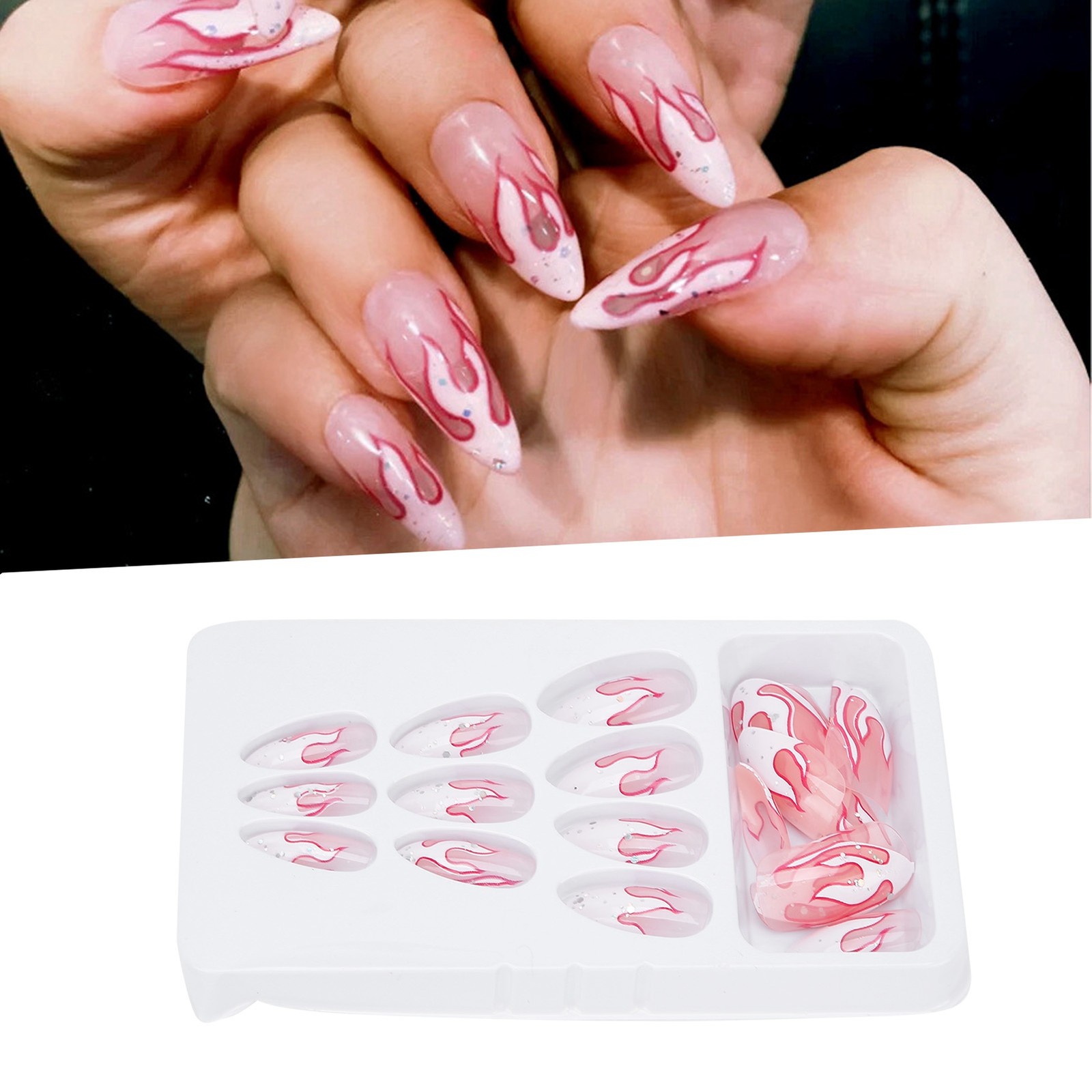 24pcs Women Girls Exquisite False Nails Full Cover Fashionable Fake Nail Tip CHU